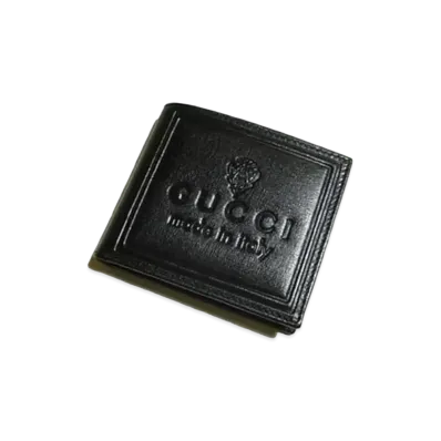 GUCCI Bi-Fold Wallet Crest Leather "Black"