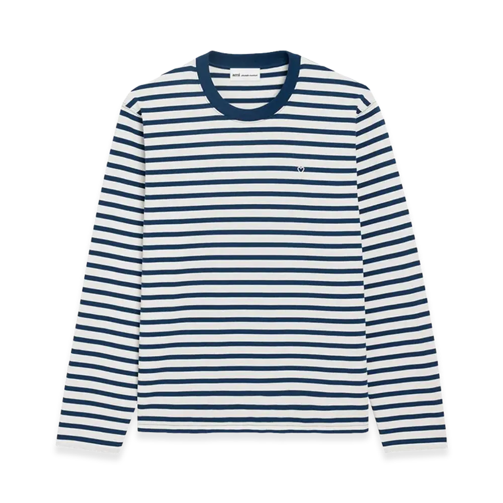 AMI PARIS Embroidered Cotton Oversize T-Shirt "Stripped"