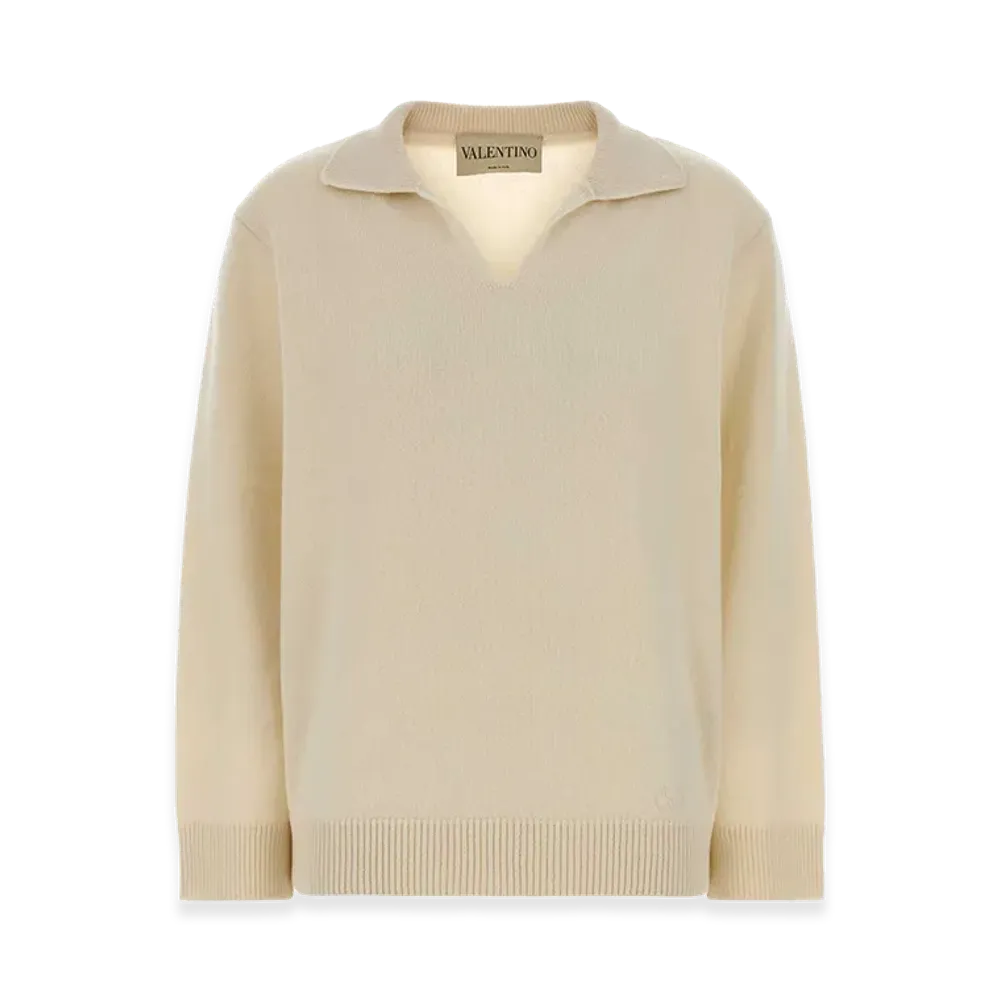 Valentino Women's Cashmere Polo Shirt "White/Ivory"