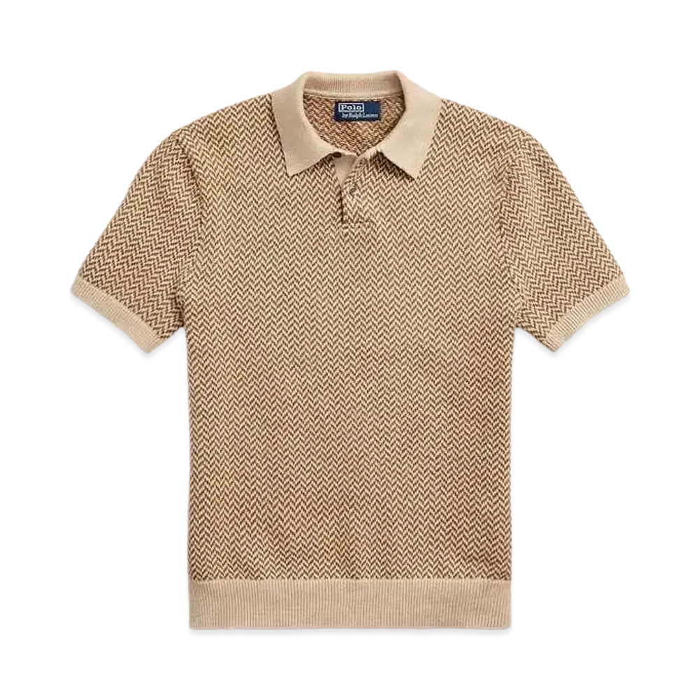 Polo Ralph Lauren Herringbone Cotton Polo Collar Sweater "Brown"