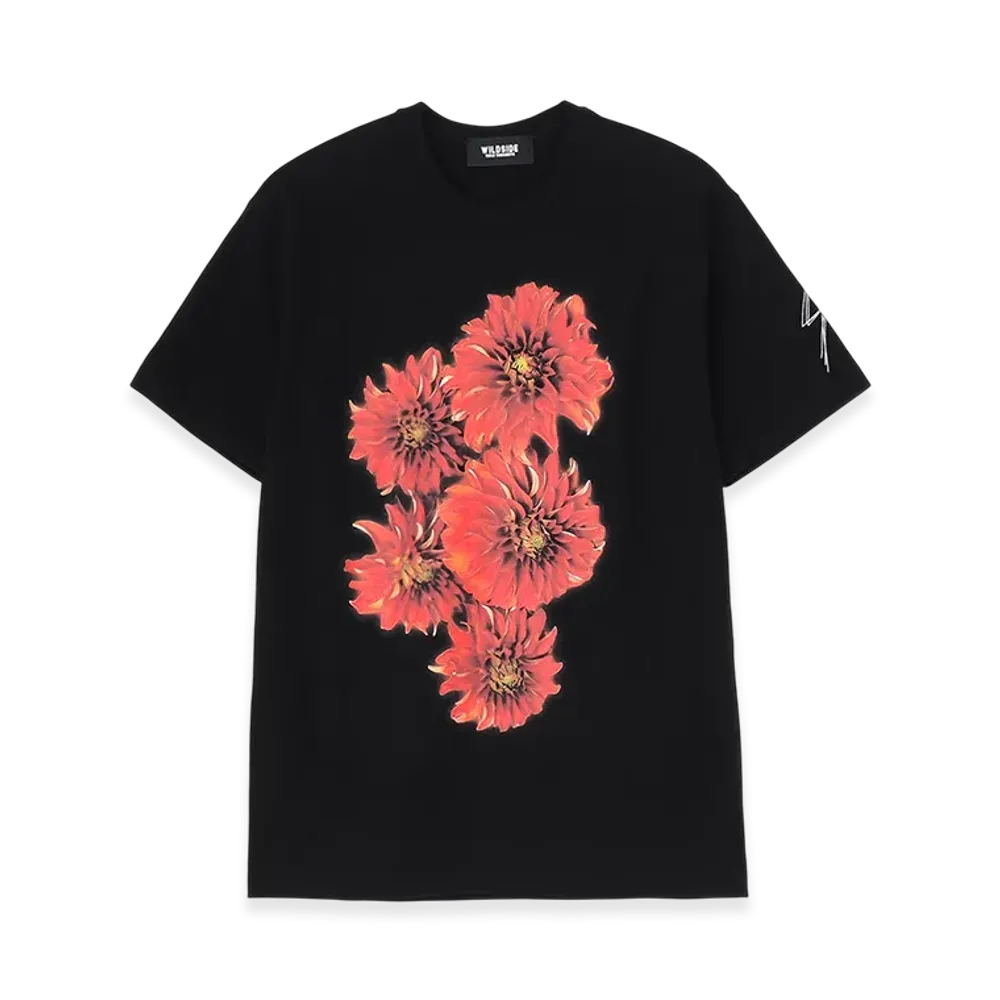 WILDSIDE YOHJI YAMAMOTO Red Flower T-shirt "Black"