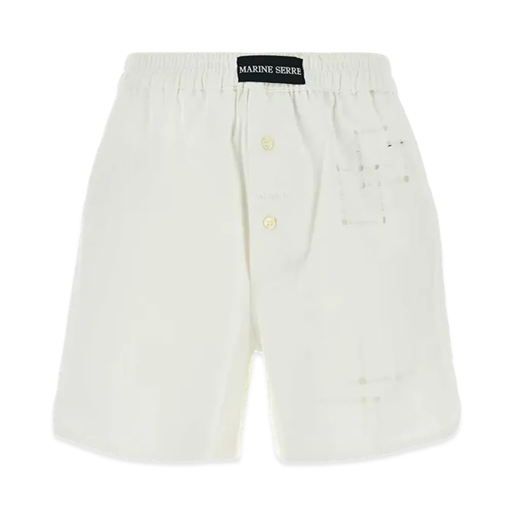 Marine Serre Women's Upcycled Linen Shorts "White"