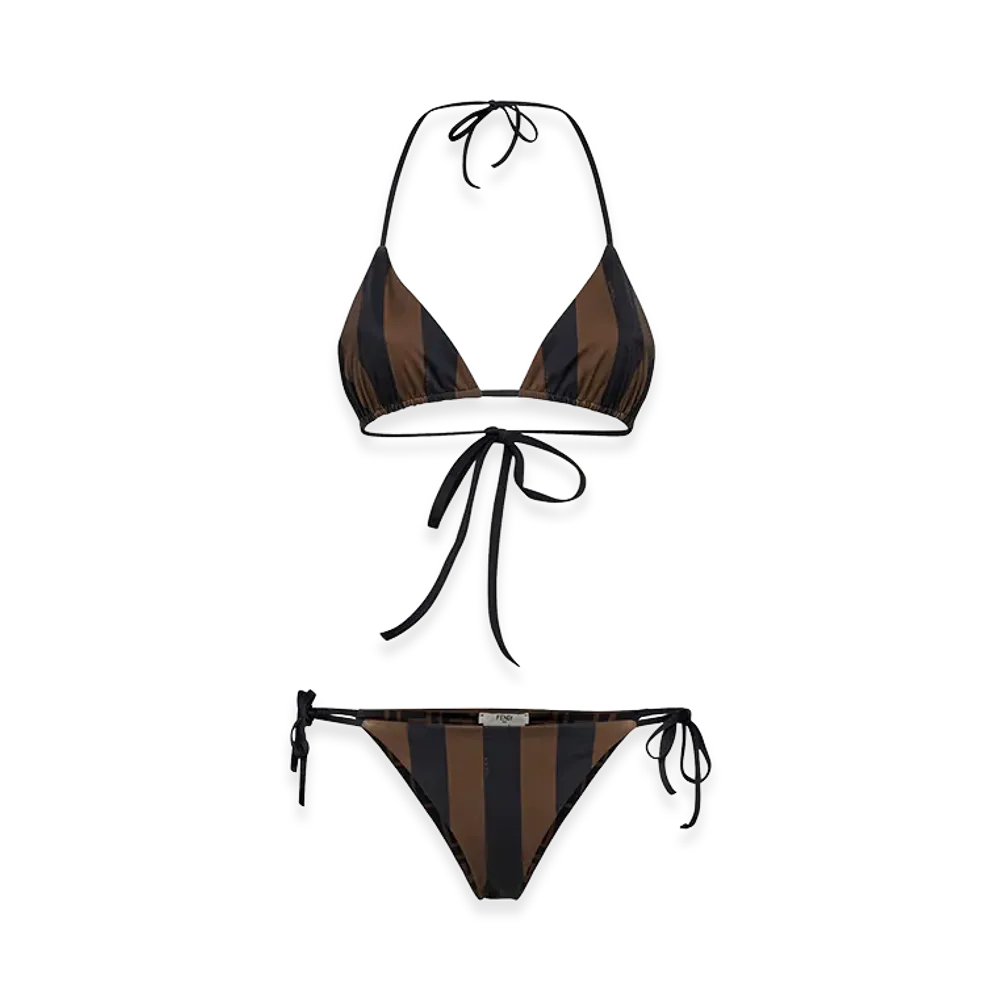 FENDI Women's Printed Lycra Bikini "Brown"