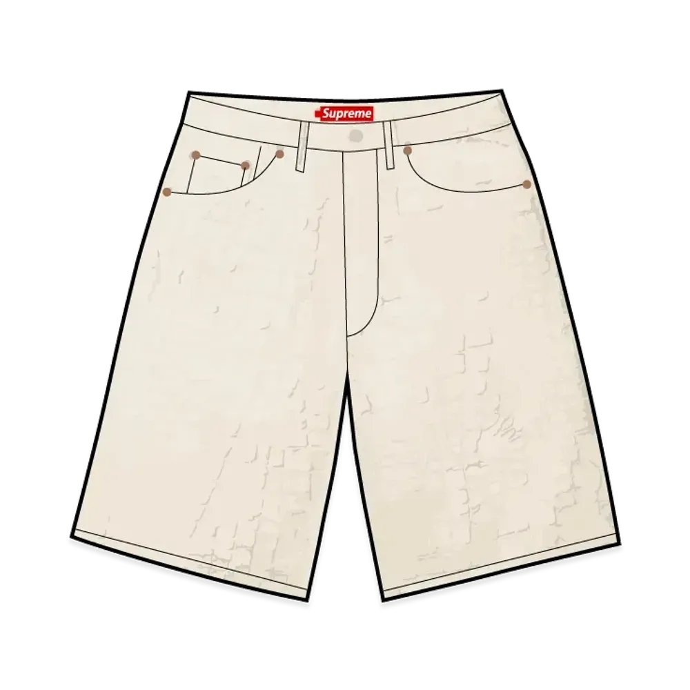 Supreme Frayed Croc Baggy Denim Short "Natural"