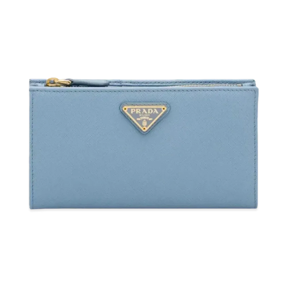 PRADA Large Saffiano Leather Wallet "Astral Blue"