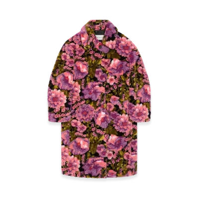 DRIES VAN NOTEN Women's Shearling Jacquard Coat "Pink"