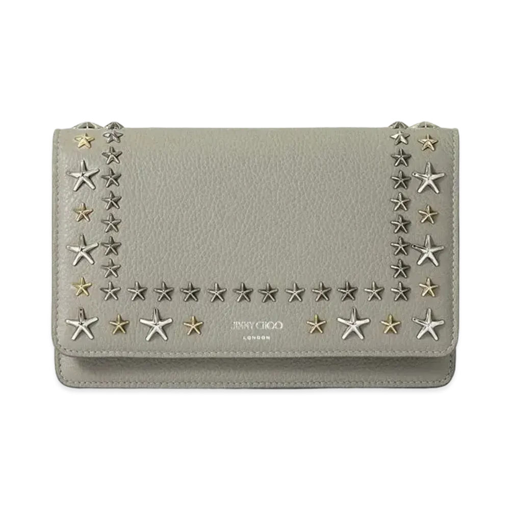 Jimmy Choo Palace Soft Grainy Calf Leather Mini Bag With Star Studs "Moonstone"