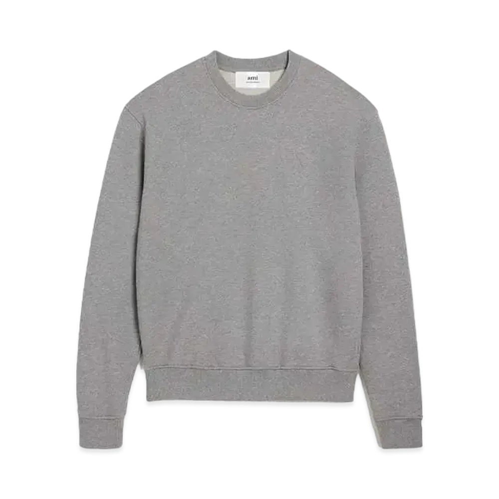 AMI PARIS Loop Back Organic Cotton Fleece Sweat Shirt "Heather Gray"