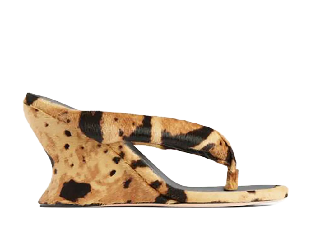 Balenciaga Women's Gaeta Wedge Thongs "Leopard"