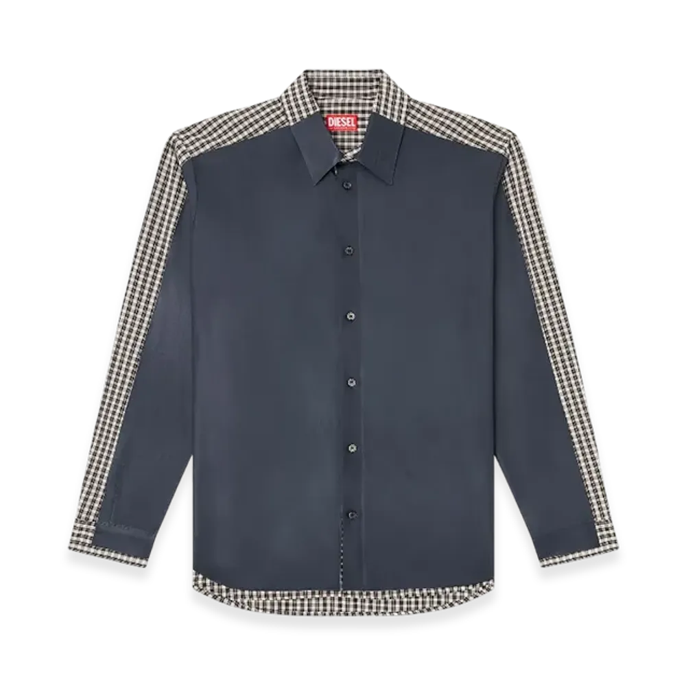 Diesel S-Bolt Check Shirt With Coated Front "Black White"
