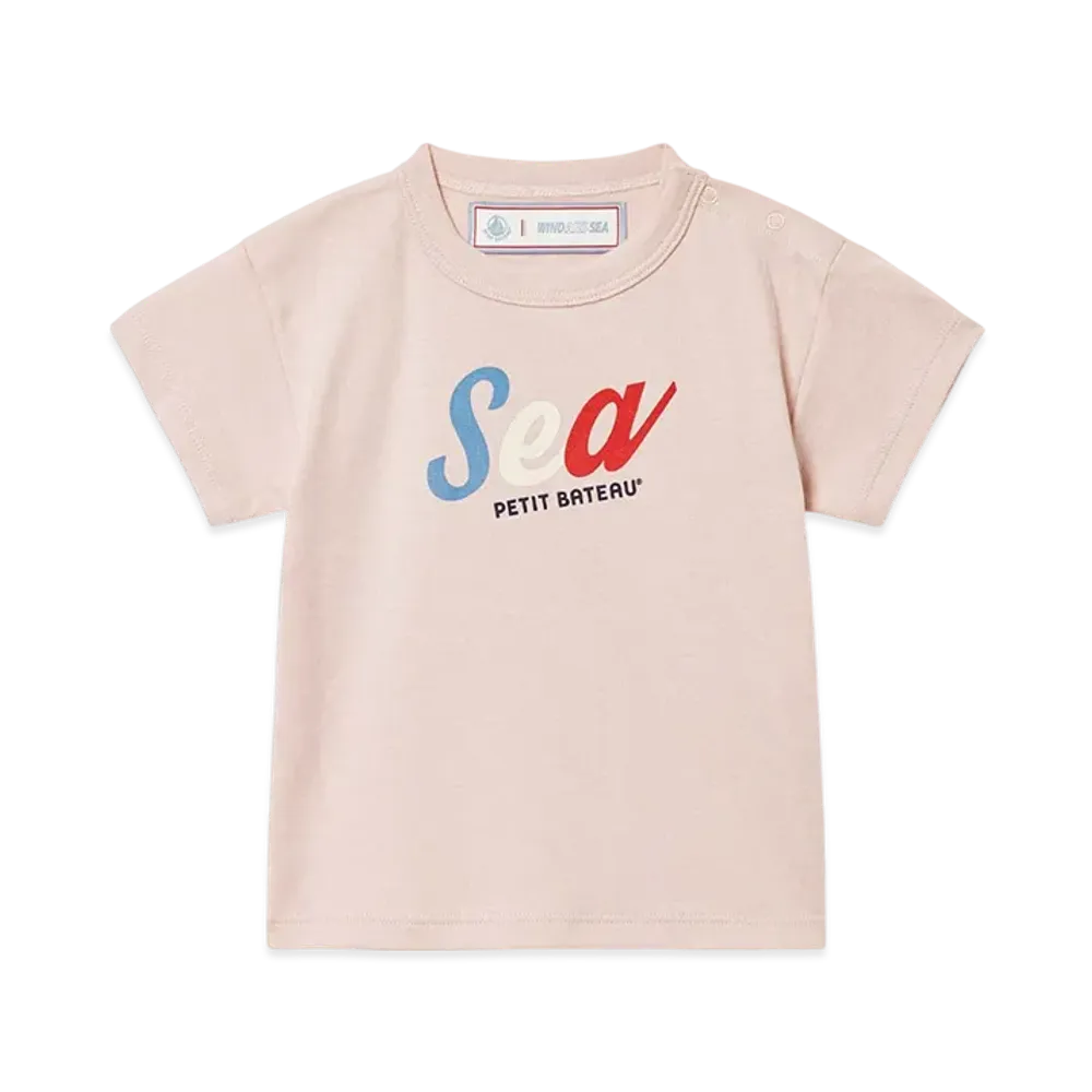 ウィンダンシー x プチバトー ベビー プリント半袖Tシャツ "ピンク"