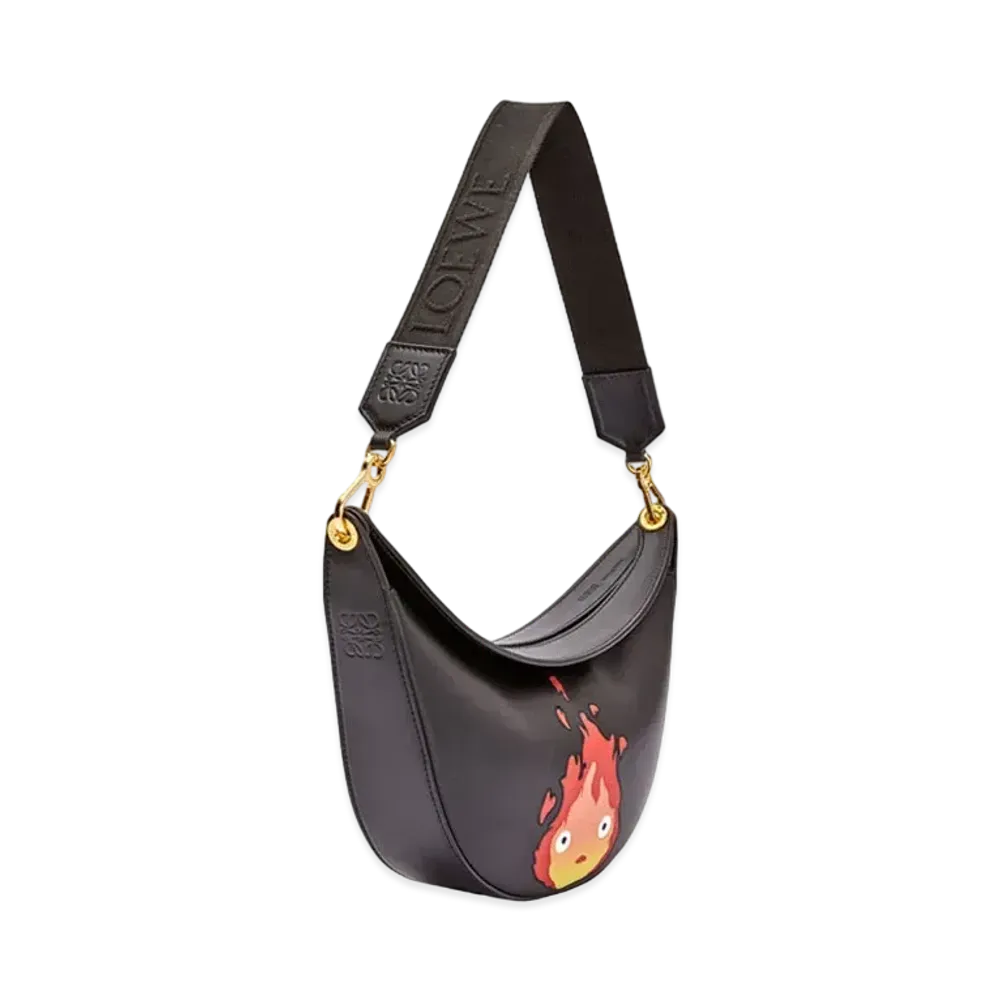 LOEWE x Howl's Moving Castle Calcifer Small Loewe Luna Bag In Satin Calfskin "Black"