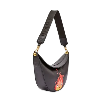 LOEWE x Howl's Moving Castle Calcifer Small Loewe Luna Bag In Satin Calfskin "Black"