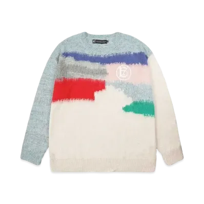 A GOOD BAD INFLUENCE MULTI COLOR MOHAIR KNIT SWEATER "WHITE"