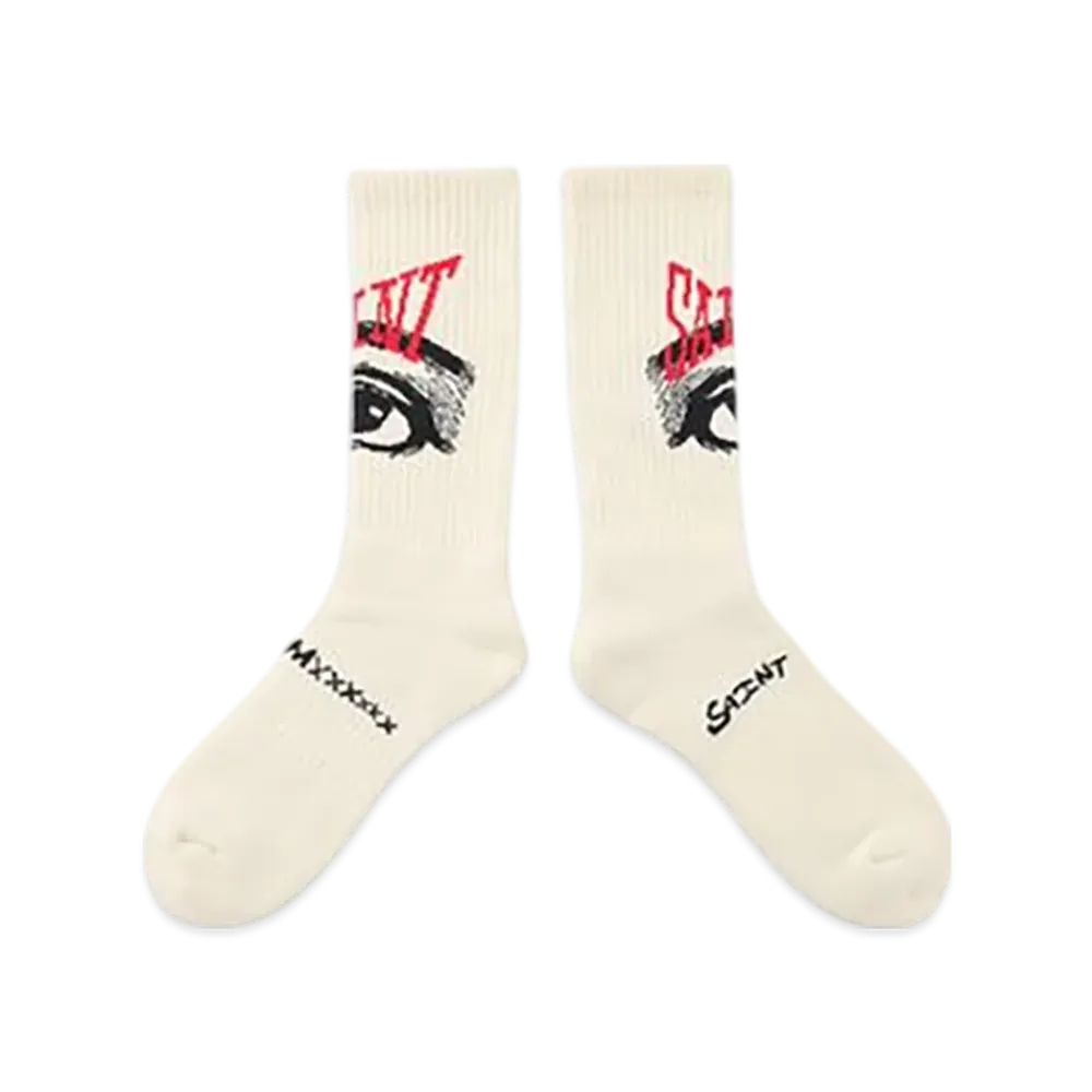 SAINT Mxxxxxx Eye Socks "Ecru" (25FW) SM-HR1-0000-105