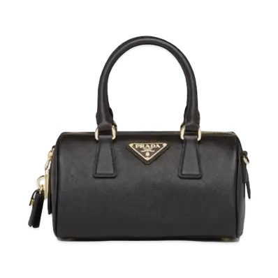 PRADA Saffiano Leather Top Handle Bag "Black"