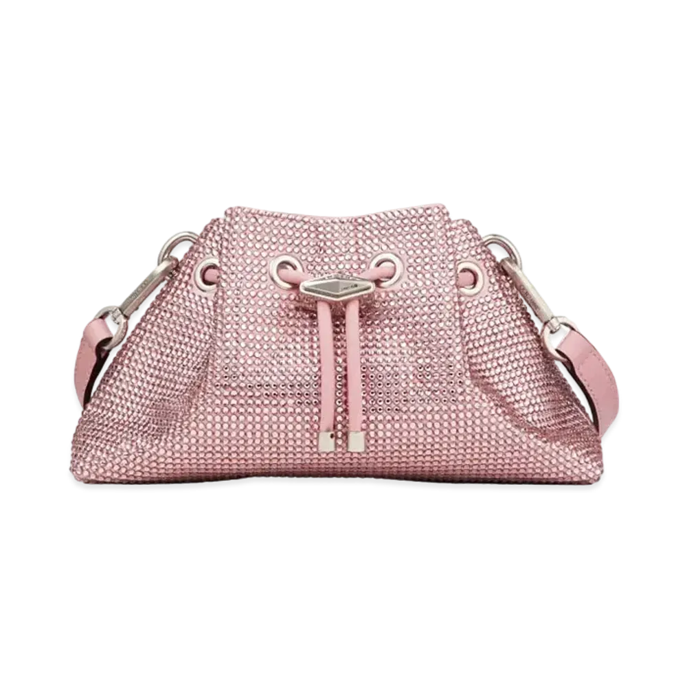 Jimmy Choo Cinch S Satin Crystal Bag "Rose/Antique Silver"