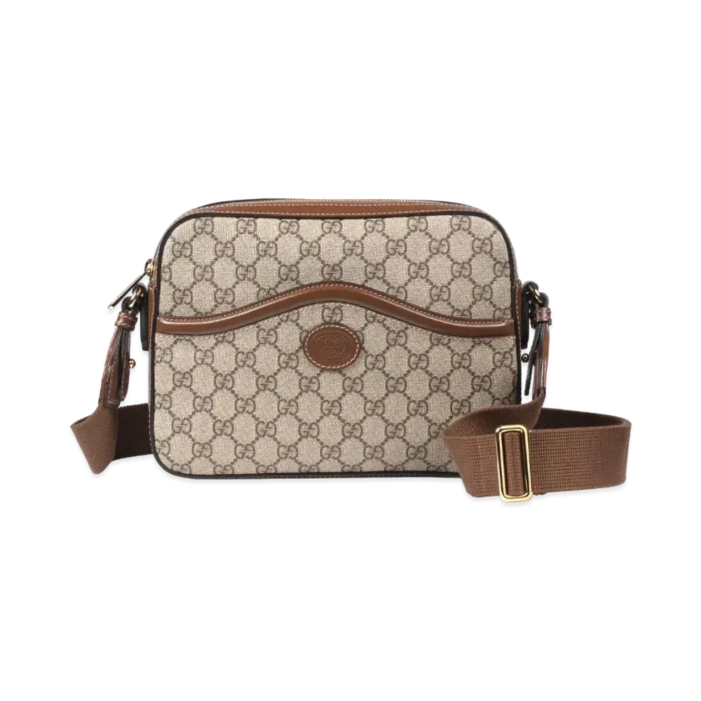 GUCCI Messenger Bag With Interlocking G GG Supreme "Beige/Ebony"