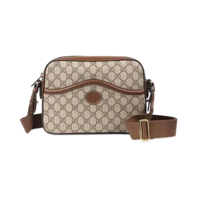 GUCCI Messenger Bag With Interlocking G GG Supreme "Beige/Ebony"