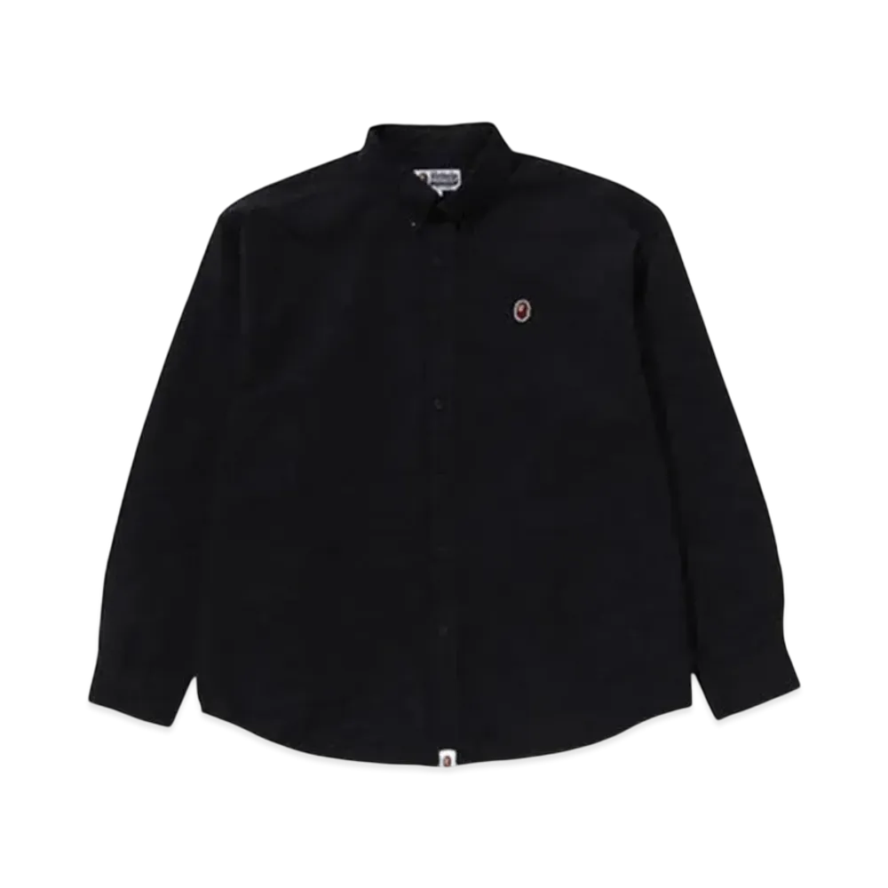 A BATHING APE Line Camo Jacquard Oxford Ls Shirt "Black"