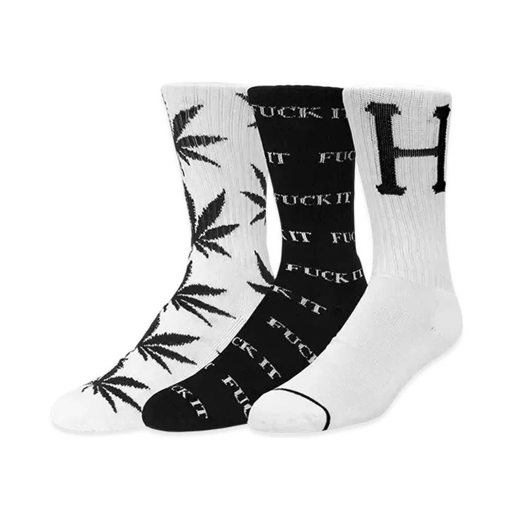 HUF Variety 3Pack Socks "Black/White"