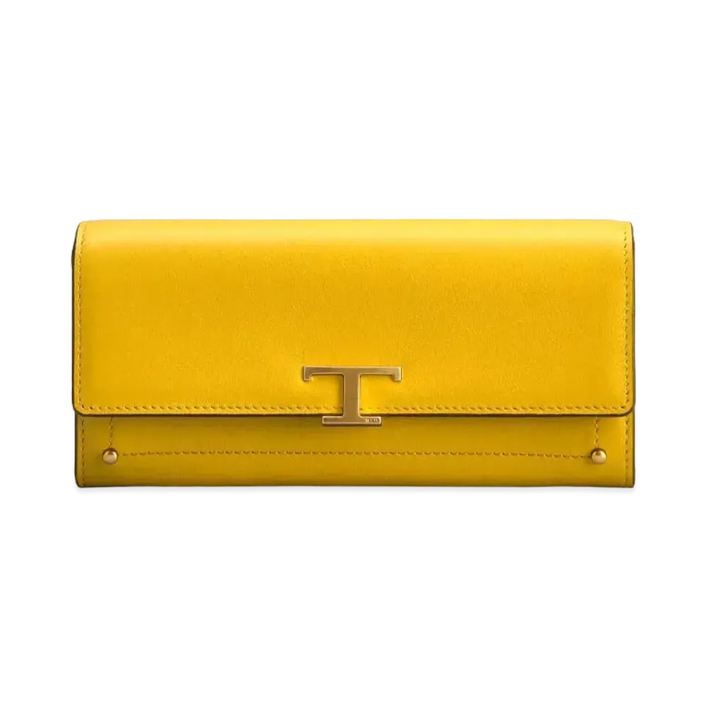 TOD'S T Timeles Leather Wallet "Yellow"
