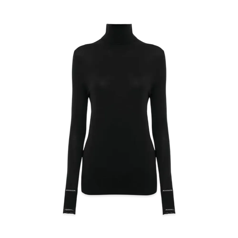 Chloe Fitted Turtleneck In Wool Knit "Black"