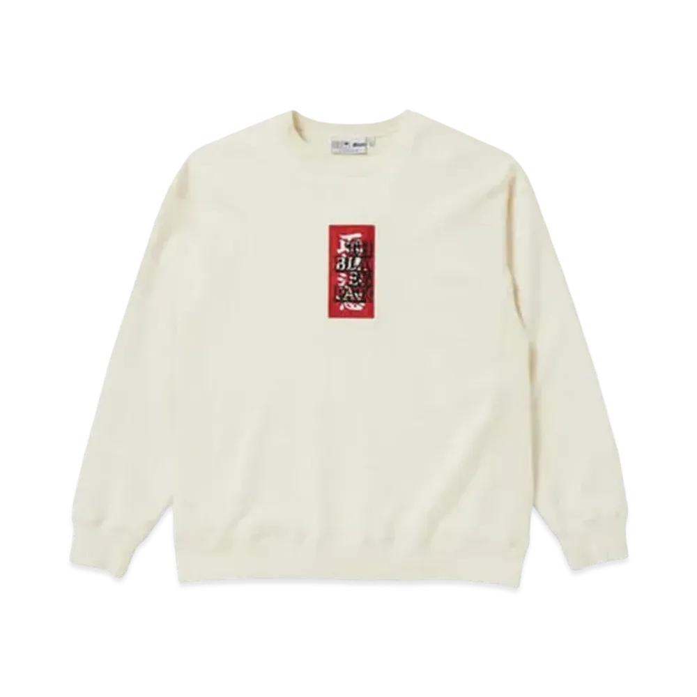 BlackEyePatch HANDLE WITH CARE CREW SWEAT "Off White"