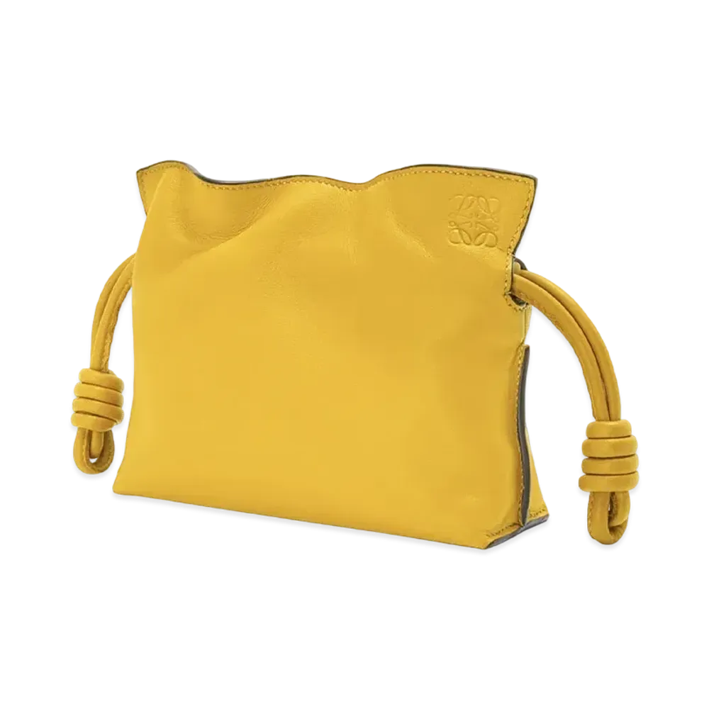 LOEWE Nano Flamenco Clutch In Nappa Calfskin "Mustard"