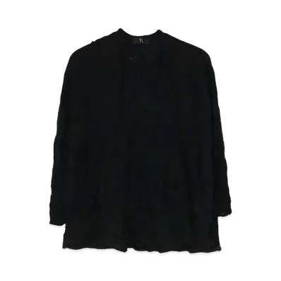Yohji Yamamoto Y's GEOMETRIC LINK WRINKLE ROUND NECK BIG PULLOVER "Black"