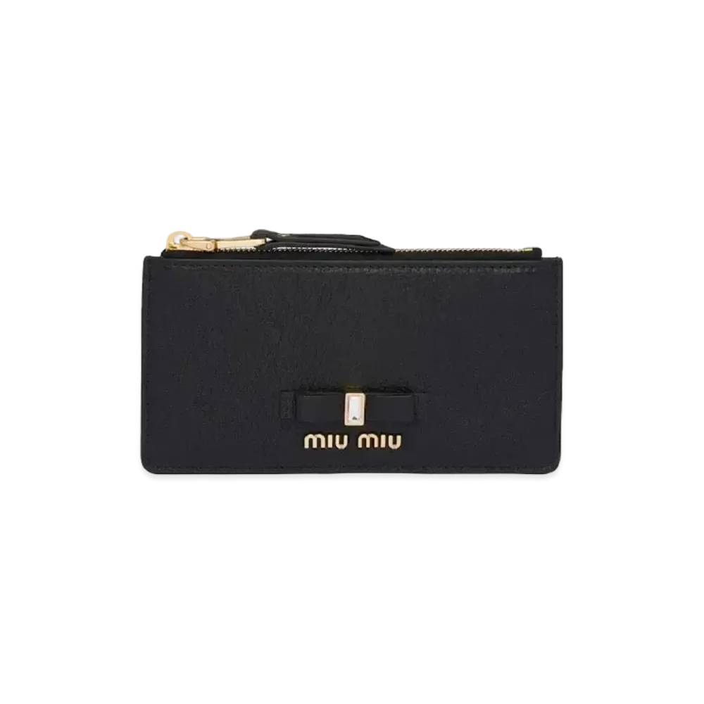 MIU MIU Madras Leather Card Case "Black"
