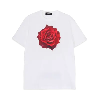 WILDSIDE Yohji Yamamoto RED ROSE White T-Shirt "White"