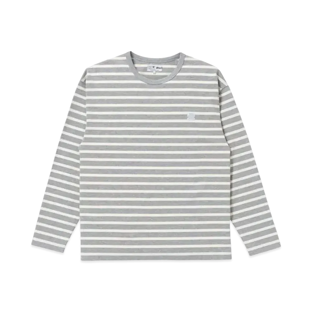 BlackEyePatch OG LABEL BORDERED L/S TEE "H.Gray/Cream"