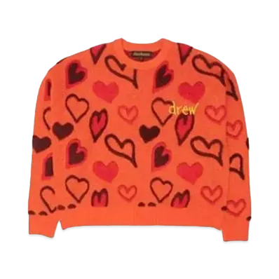 drew house Scribble Hearts Sweater "Orange"