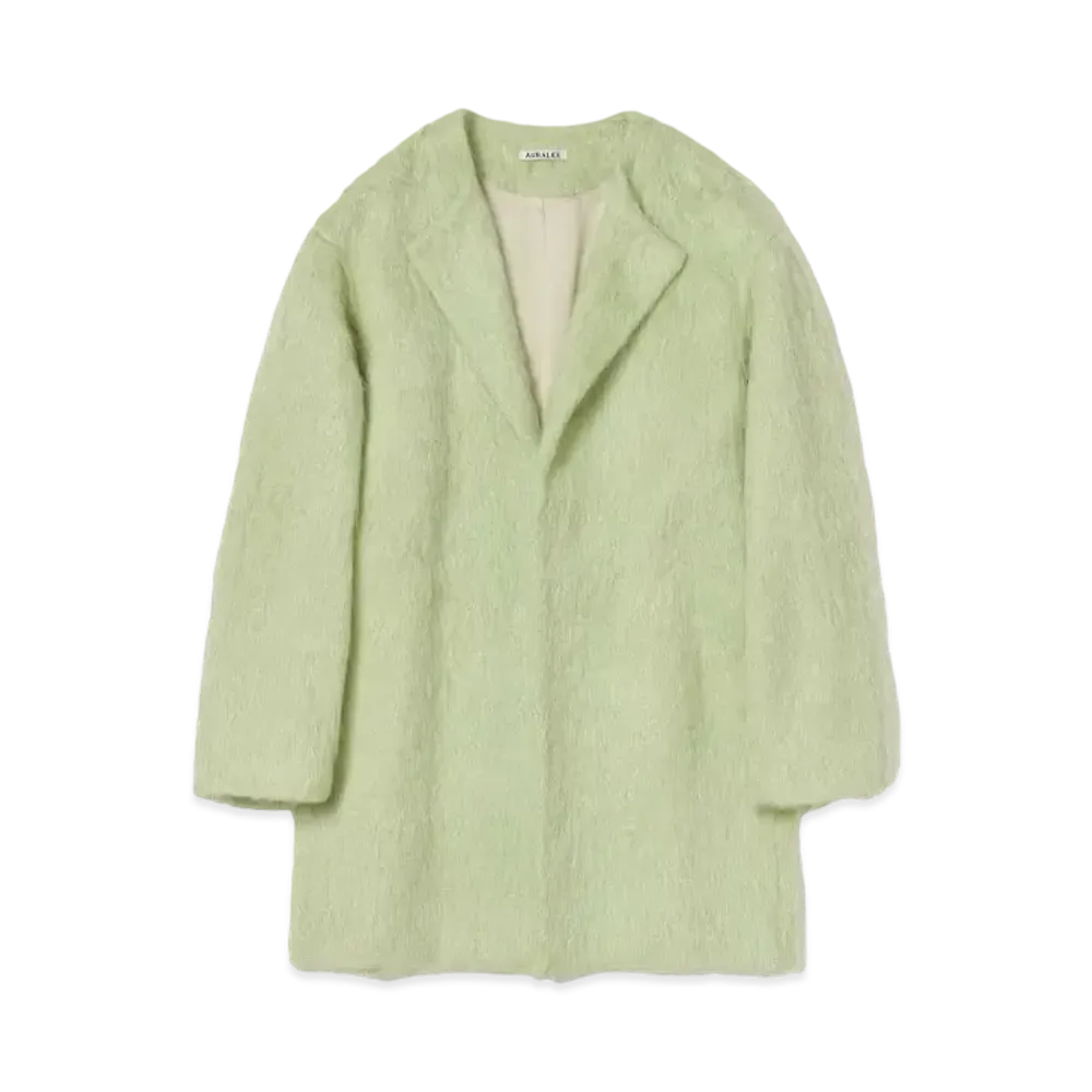 AURALEE Brushed Mohair Shaggy Coat "Light Khaki"
