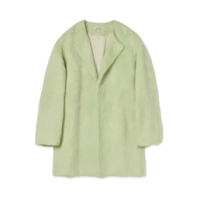 AURALEE Brushed Mohair Shaggy Coat "Light Khaki"
