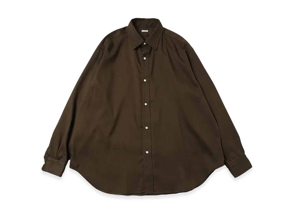 A.PRESSE Double Weave Twill Regular Collar Shirt "Dark Olive"
