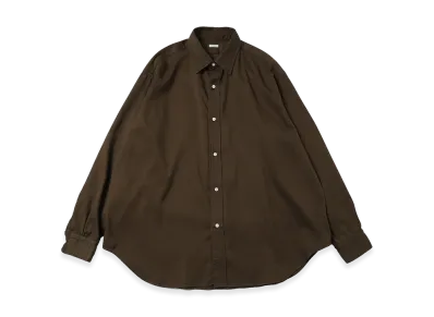 A.PRESSE Double Weave Twill Regular Collar Shirt "Dark Olive"