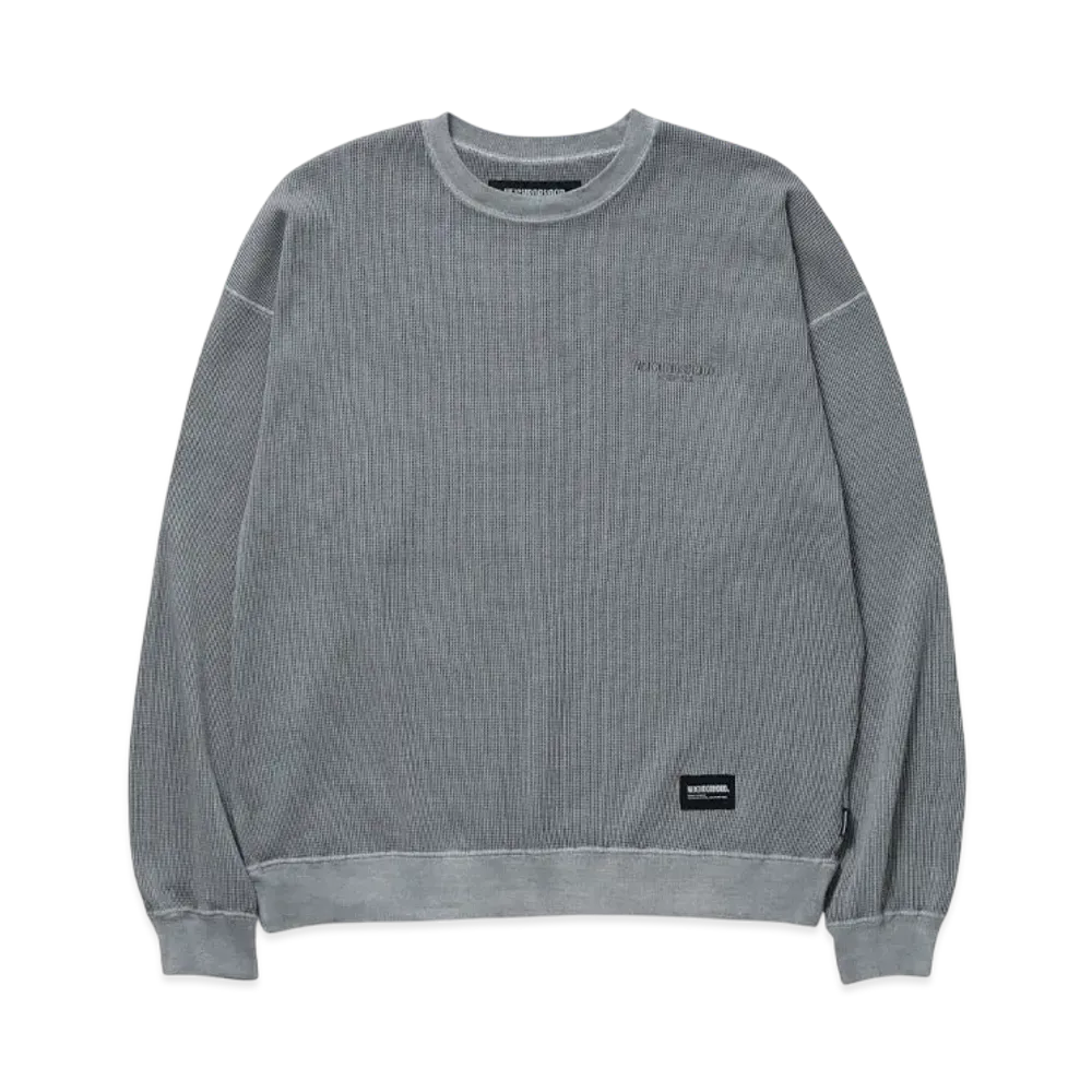 NEIGHBORHOOD Pigment Dyed Waffle Fabric Crewneck LS "Gray"