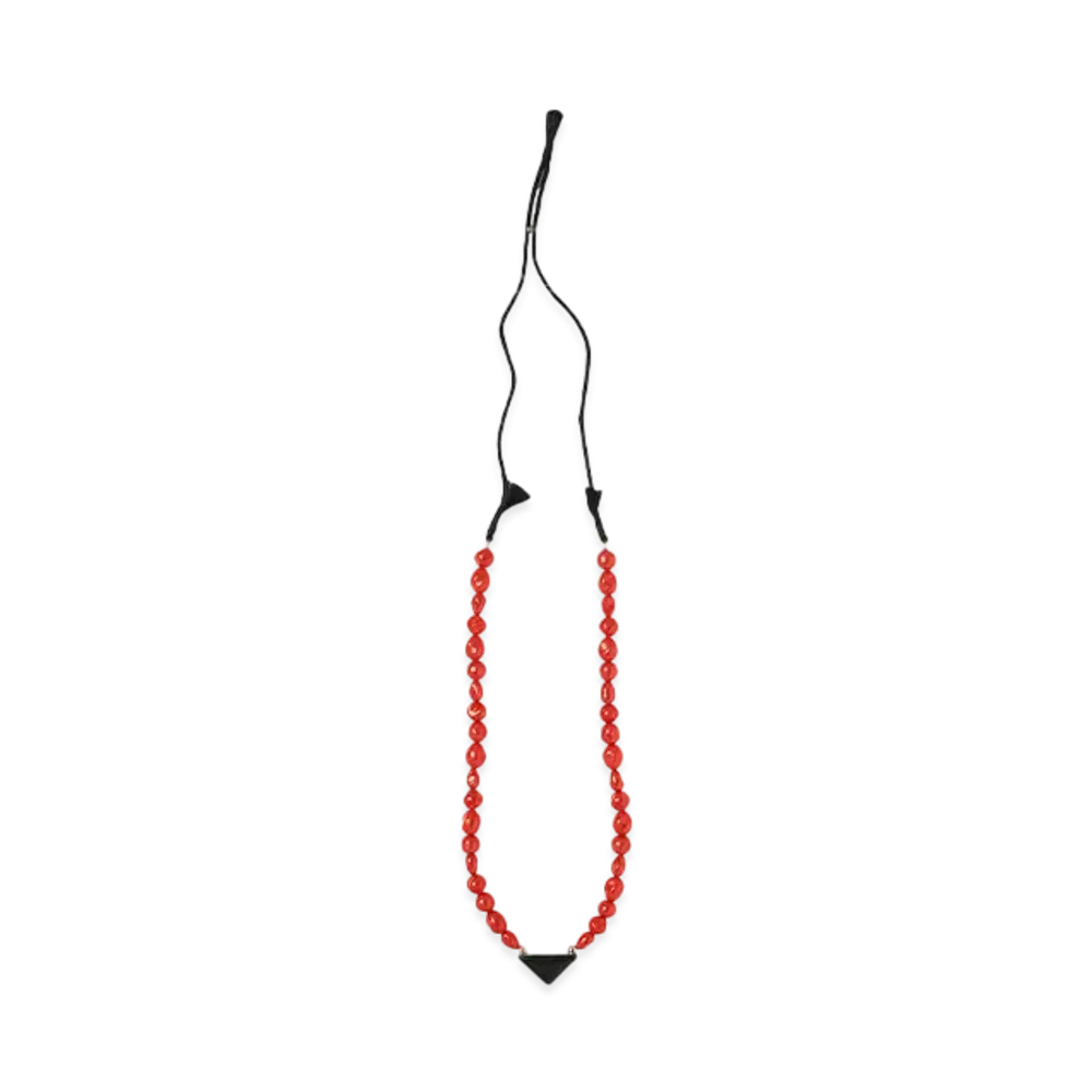 TOGA VIRILIS Triangle pearl necklace "RED"