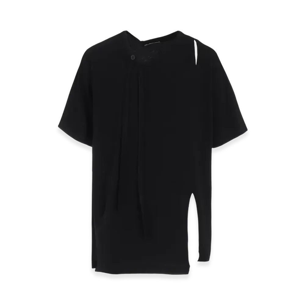 Yohji Yamamoto POUR HOMME Single Jersey Binder V-Neck T "Black"