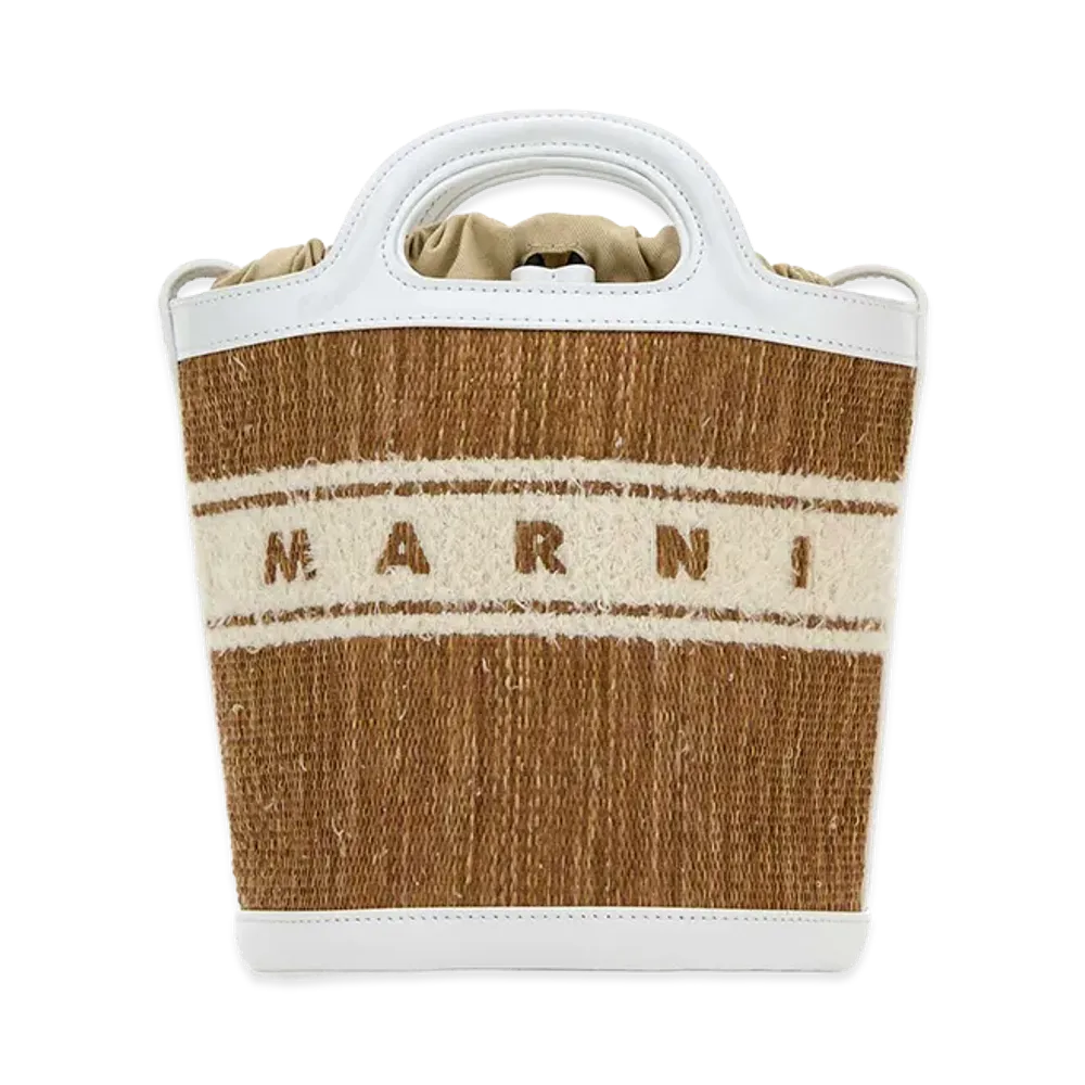 MARNI Women's Two-Tone Raffia And Leather Tropicalia Bucket Bag "Multicolor"