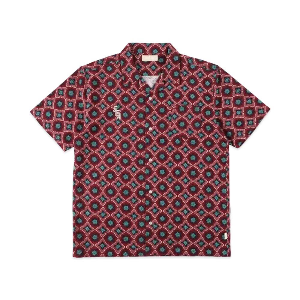 WIND AND SEA S_E_A (PATTERN) OPEN COLLAR SHIRT "Red"