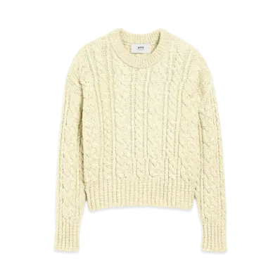 AMI PARIS Cable Knit Sweater "Off White"