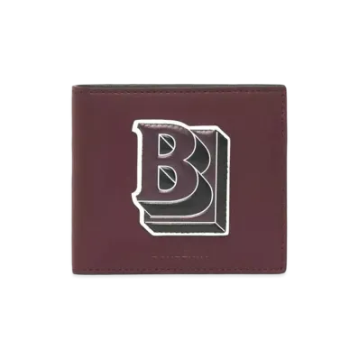 Burberry Letter Graphic Leather International Bifold Wallet "Deep Maroon"