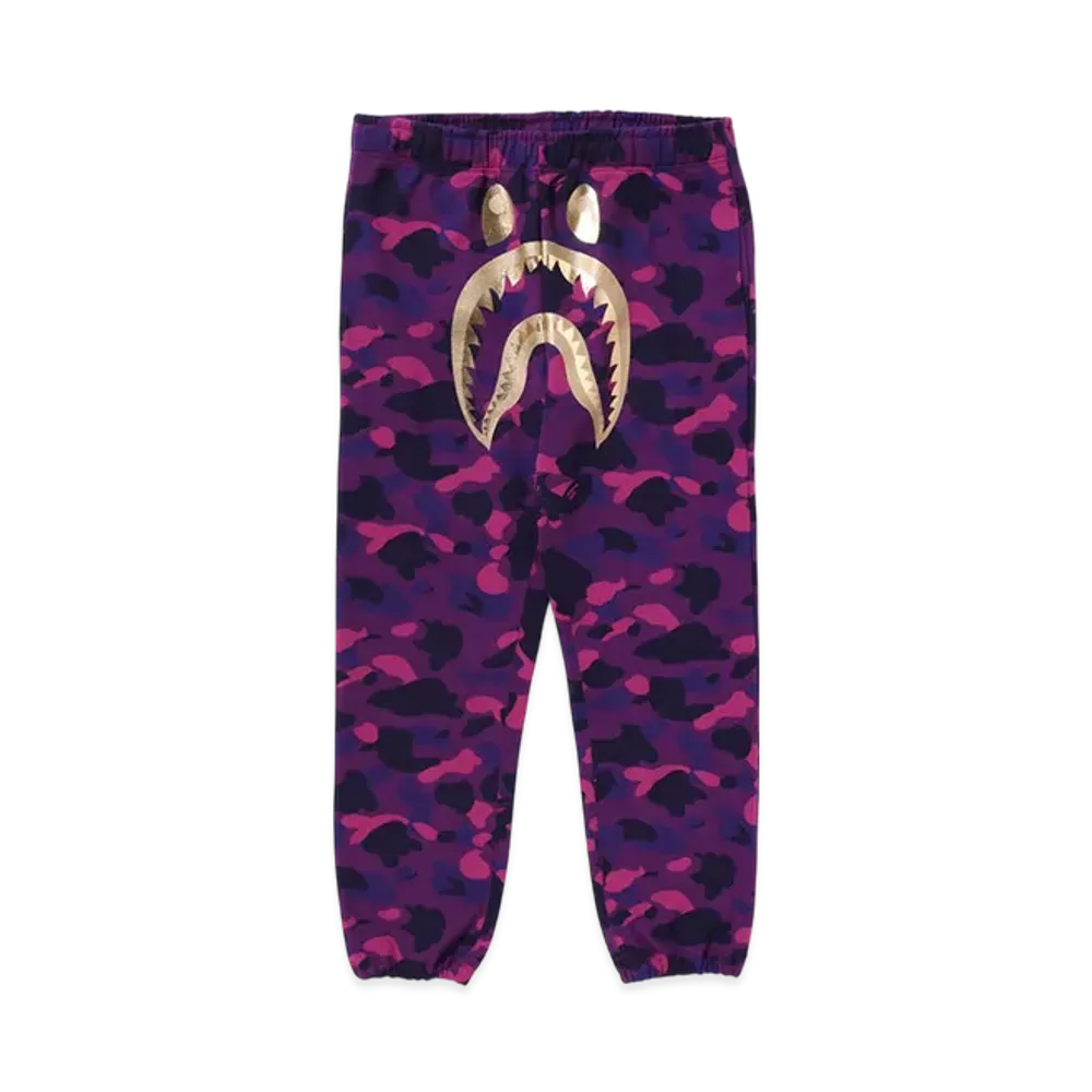 A BATHING APE Color Camo Shark Sweat Pants "Purple"