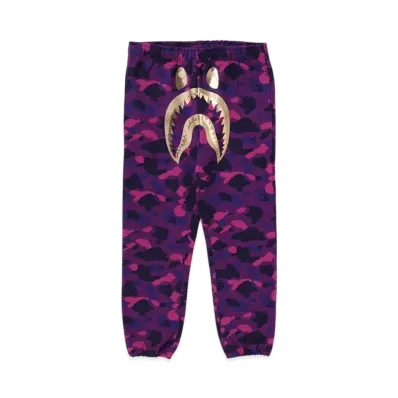 A BATHING APE Color Camo Shark Sweat Pants "Purple"