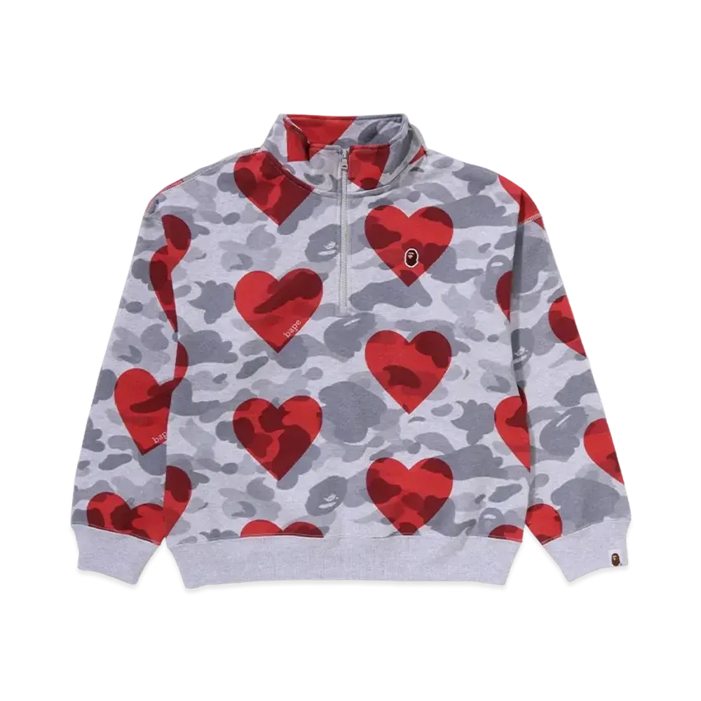 A BATHING APE I Love Bape Half Zip Sweatshirt "Gray"