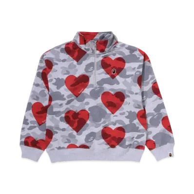 A BATHING APE I Love Bape Half Zip Sweatshirt "Gray"