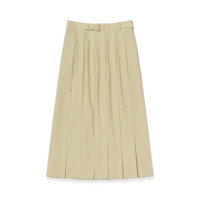 AURALEE Women's Wool Kid Mohair Hopsack Pleated Skirt "Dusty Beige"